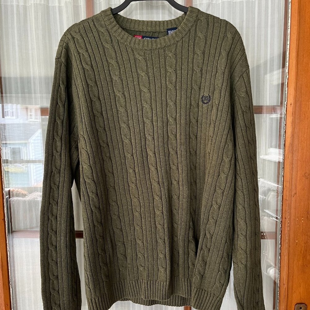 Chaps Olive Cable Knit Sweater